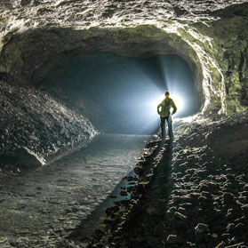 Miner in underground mine.