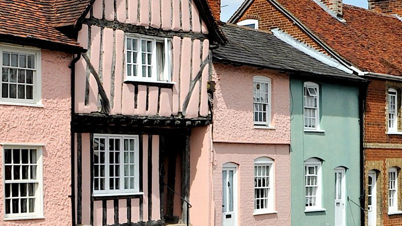 A terrace of old houses at Lavenham, Suffolk.